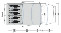 Outwell Jacksondale 5PA Tent (2022) -Camping Store 111269 jacksondale 5pa drawing floorplan3