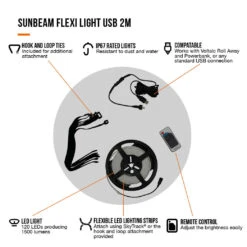 Vango Sunbeam Flexi Light 2m (USB) -Camping Store family essentials infographicscall outs5