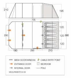 Vango Joro Poled 600XL Tent (2022) -Camping Store joro 600xl floorplan low