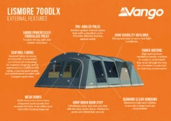 Vango Lismore 700DLX Poled Tent Package (2023) -Camping Store lismore 700dlx infographic