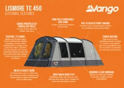 Vango Lismore TC 450 Poled Tent Package (2023) 13 Vango Lismore TC 450 Poled Tent Package (2023) -Camping Store lismore tc 450 infographic