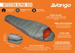 Vango Nitestar Alpha 350 Sleeping Bag (Fog) -Camping Store nitestar 350 infographic