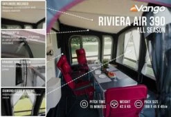 Vango Airbeam Vango Riviera Air 390 Elements All Season Caravan Awning (2023) -Camping Store riviera air 390 as in