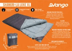 Vango Shangri-La Luxe XL Sleeping Bag (2023) -Camping Store shangri la luxe xl infographic 1