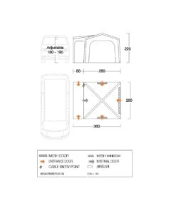 Vango Airbeam Vango Agora Air VW Awning (Shadow Grey) -Camping Store vango 2021 awnings floorplan agora vw 1